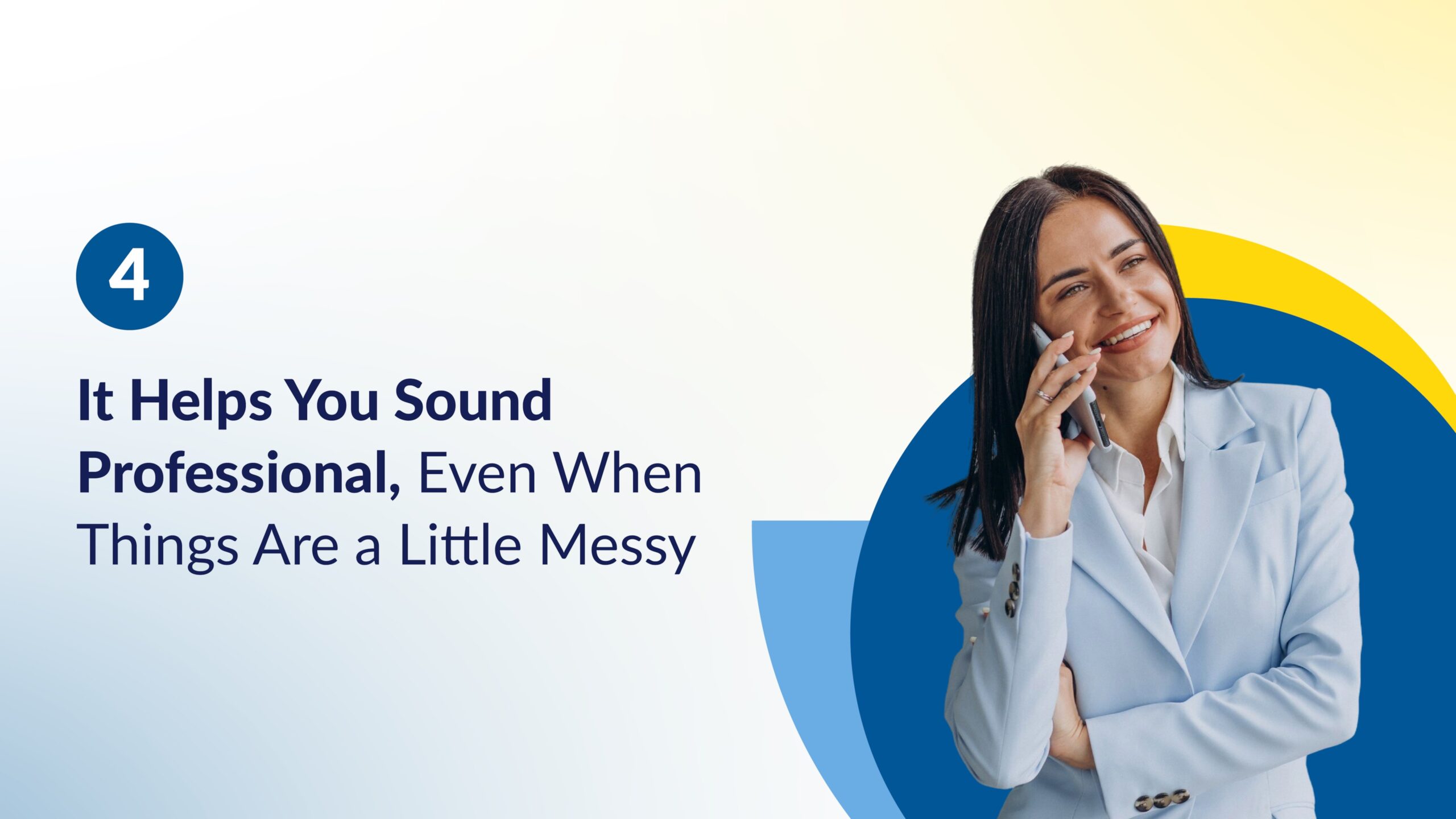 Woman making outbound calls, demonstrating how desk phones maintain professional business communication.