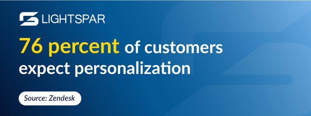 Graphic stating 76 percent of customers expect personalization, highlighting the importance of unified communications for delivering tailored customer experiences.