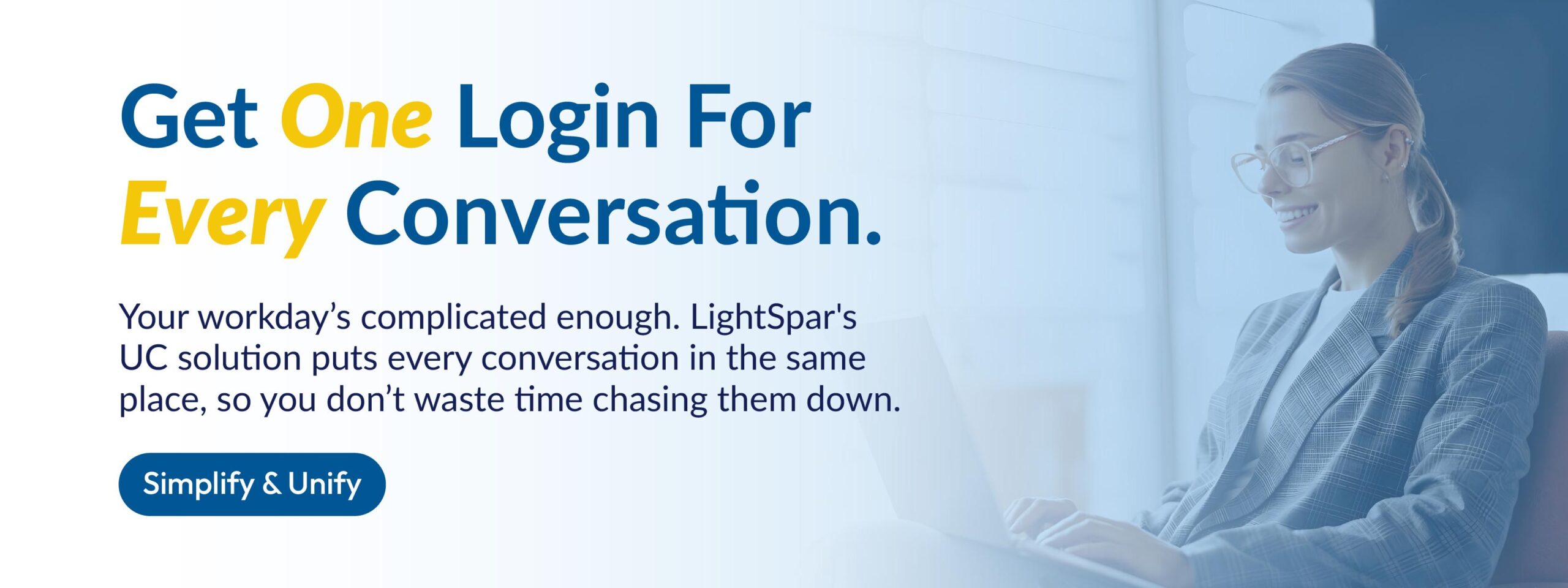 LightSpar banner. Conveys how a cloud-hosted PBX and UCaaS gives businesses the option for multiple communication channels.